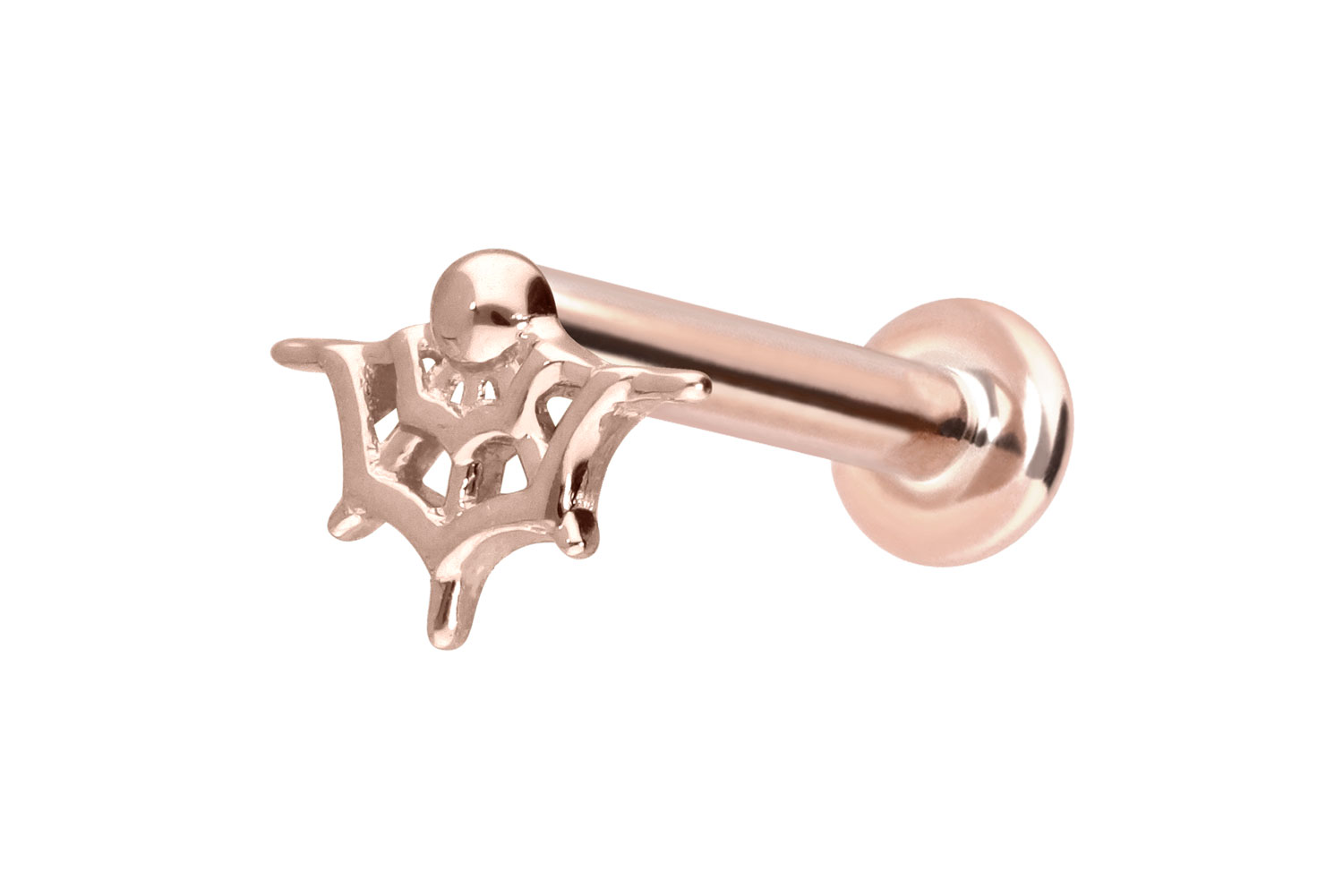 14 Karat Gold Labret Piercing mit Innengewinde SPINNENNETZ